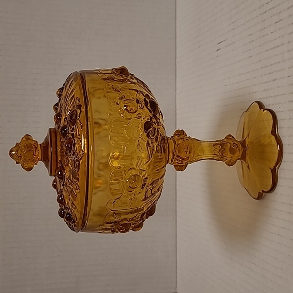 Fenton Other - Vintage Fenton Cabbage Rose Lidded Candy Dish